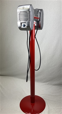 RCA Blue Knob Drive-In Movie Speaker Set + Round Red Powder Coated Metal Pole & Base