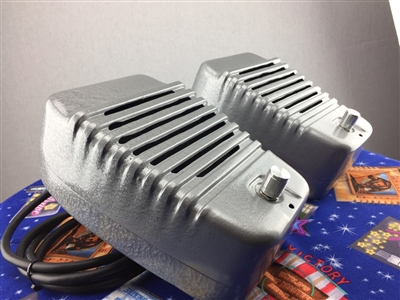 Authentic 1950's Restored Silver Hammertone DITMCO Senior Robot Heads Drive-In Movie Speakers