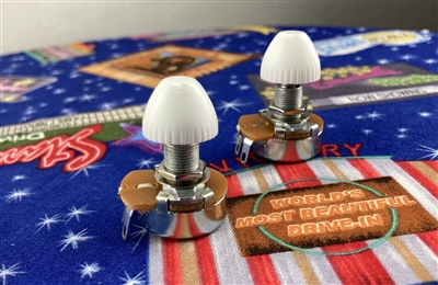 Two Knurled Drive-In Speaker Volume Controls with Knobs