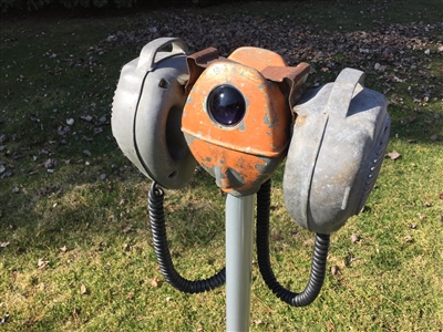 Restored 1950s Curly Cord CO OP Alien Drive-In Movie Speaker Set With Lighted Junction Box