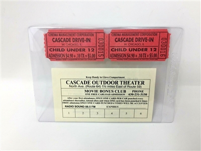2 Vintage Cascade Drive-In Theatre Tickets Plus Movie Bonus Club Punch Card