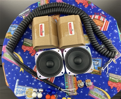 Curly Cord Do It Yourself Drive-In Speaker Restoration Kit With Choice of White-Black-Blue-Orange-Red-Yellow-Silver Bullet Knobs