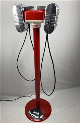 1970s Eprad Drive-In Movie Speaker Set With Red NOS Lighted LED Glo-Top Junction Box + Choice of Powder Coated Metal Pole & Base Color