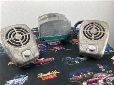 Restored Working 1948 Patina DITMCO Junior Drive-In Movie Speakers With Silver Mini Pole & Base