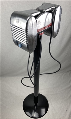 RCA Blue Knob Drive-In Movie Speaker Set + Round Black Powder Coated Metal Pole & Base