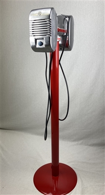 RCA Blue Knob Drive-In Movie Speaker Set + Round Red Powder Coated Metal Pole & Base